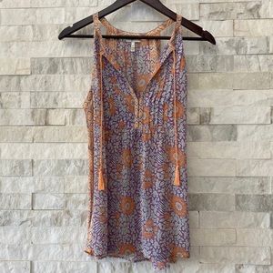 Joie Geometric and Floral Sleeveless Blouse